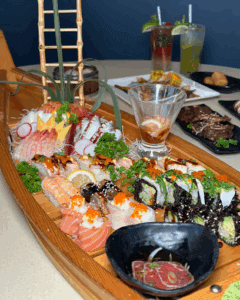 Different types of Sushi in plate